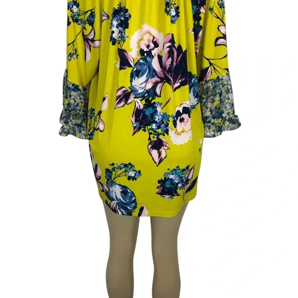 Susan Graver Floral Print Bell Sleeve Liquid Knit Tunic Top XL Boho Multicolor - Picture 8 of 10